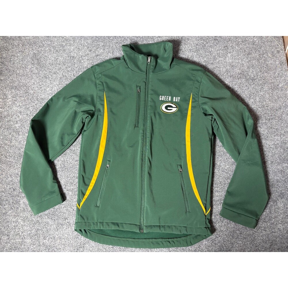 Green Bay Packers Jacket mens Small Full Zip Green Long Sleeve Zip Pockets
